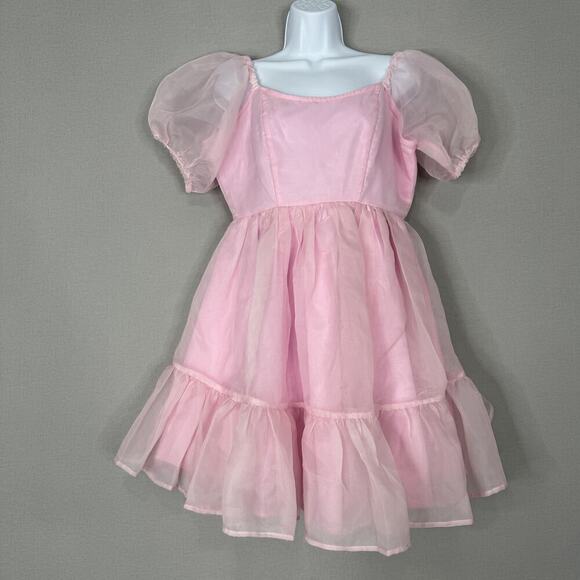 Sweet Society Dresses & Skirts - Sweet Society Hot Topic Dress Womens M Pink Chiffon Puff Sleeve Balletcore Fairy